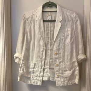 J Crew white linen blazer, 100% linen, size 2